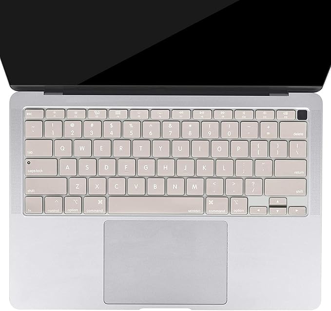 MOSISO Keyboard Cover Compatible with MacBook Air 13 inch 2022 2021 2020 Release A2337 M1 A2179 Retina Display with Touch ID Backlit Magic Keyboard, Waterproof Protective Silicone Skin, Rock Gray