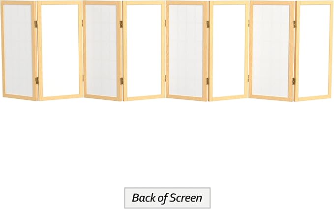 2 ft. Short Desktop Window Pane Shoji Screen - Natural - 8 Panels