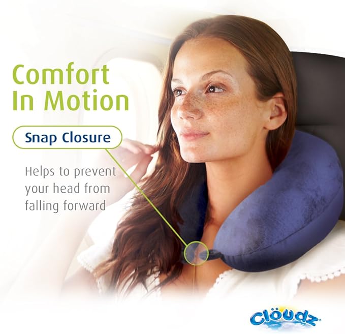 Cloudz Dual Comfort Microbead Airplane Travel Neck Pillow. Super Soft Cozy Plush Fabric on One Side, Cool Relaxing Spandex on The Other! Customize Your Comfort and Support at Home or On The Go!-Black