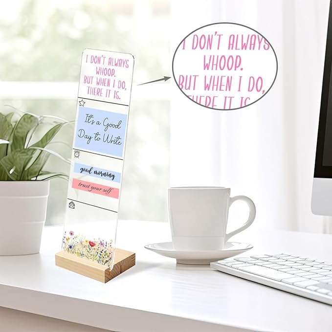 Sticky Notes Monitor Memo Board with Removable Wooden Base I Dont Always Whoop Funny Quote Message Board Portable Sticky Note Holder with 200 Sheets Sticky Notes Inspirational Office Desk Decor