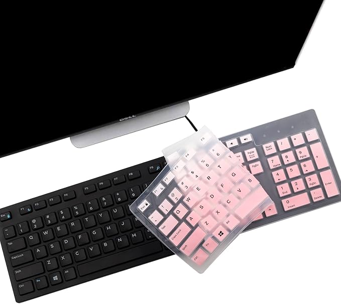 i-Tensodo 2 PCS Keyboard Cover for Dell Inspiron/Optiplex Desktop 5250 3050 3240 5460 7450 7050 3475 3670 3477 |Dell KM636 /Dell KB216 Keyboard US Layout Keyboard Cover