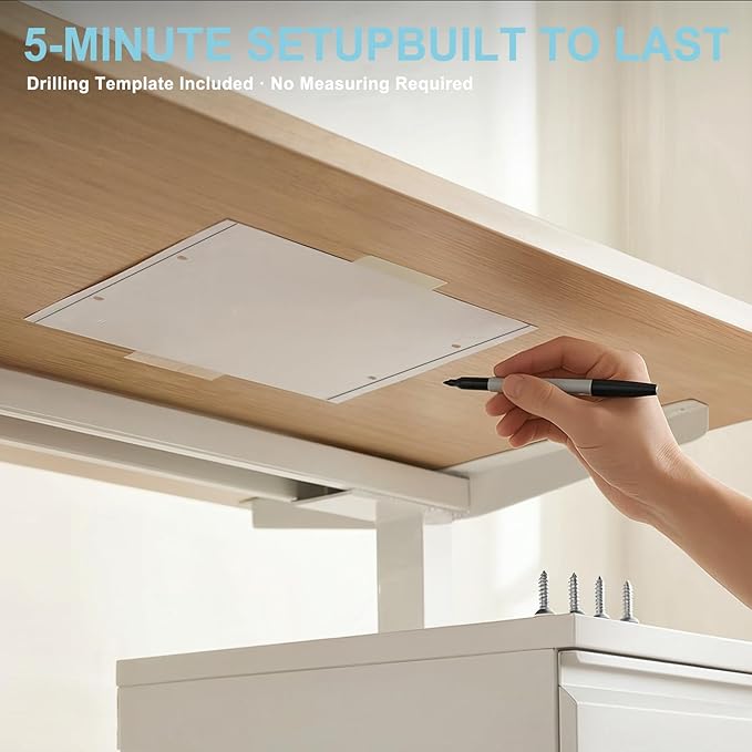 Under Desk Lockable Drawer, Heavy-Duty Pull-Out Storage Organizer with Full-Extension Ball-Bearing Slides, Carbon Steel Undermount Drawer for Home Office & Standing Desk, 13.8 Inch, White