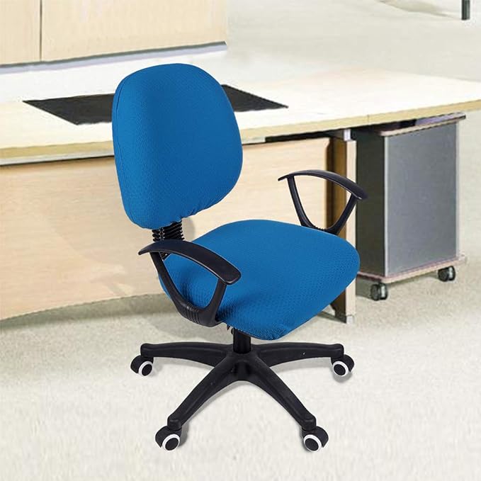 Smiry Stretch Jacquard Office Computer Chair Covers, Removable Washable Universal Desk Rotating Chair Slipcovers Protector, Seat + Backrest Cover, Ocean Blue