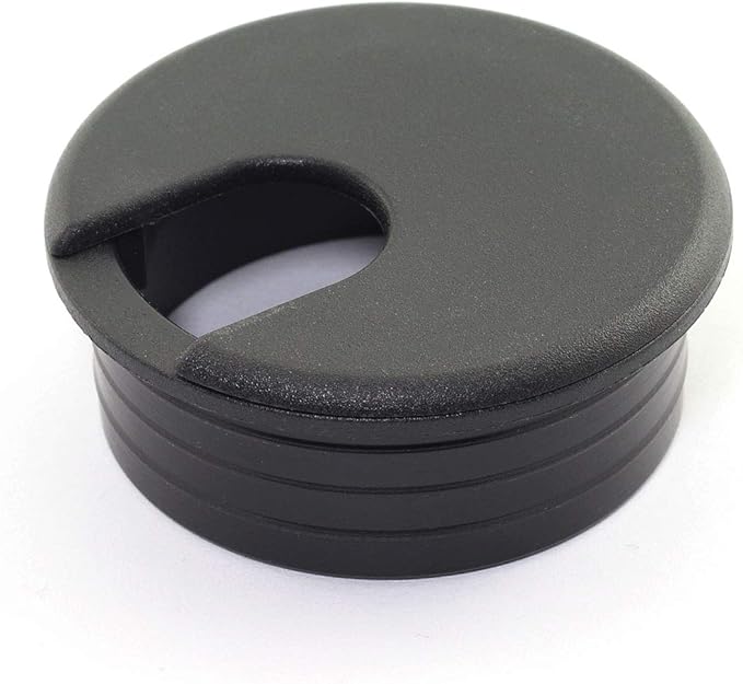 HJ Garden 8pcs 1-3/4 inch Desk Wire Cord Cable Grommets Hole Cover for Office PC Desk Cable Cord Organizer Plastic Cover Black