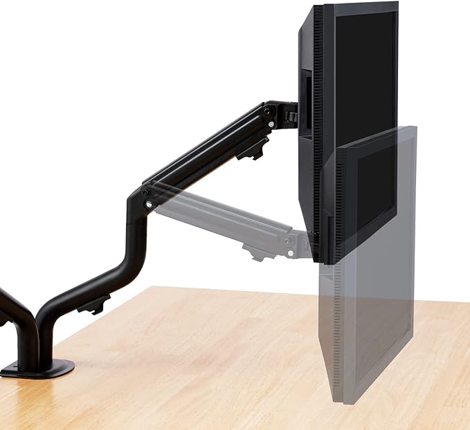 Elecom DPA-DL05BK Monitor Arm, Display Arm, Long, Spring Type, Load Capacity: Approx. 4.4-17.6 lbs (2-8 kg) x 2, Black