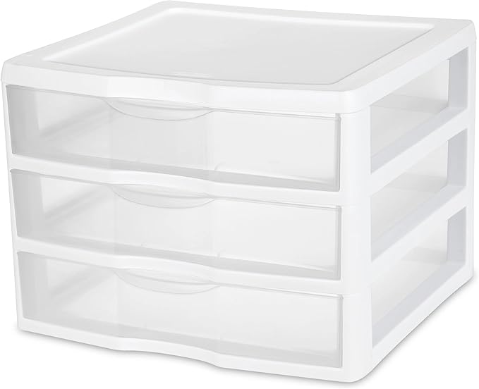 2-piece Set, Three-drawer Transparent Plastic Desktop Storage Cabinet, Countertop Storage Drawer, Stackable Office Drawer Cabinet, Suitable for Offices, Living Rooms, and Bedrooms