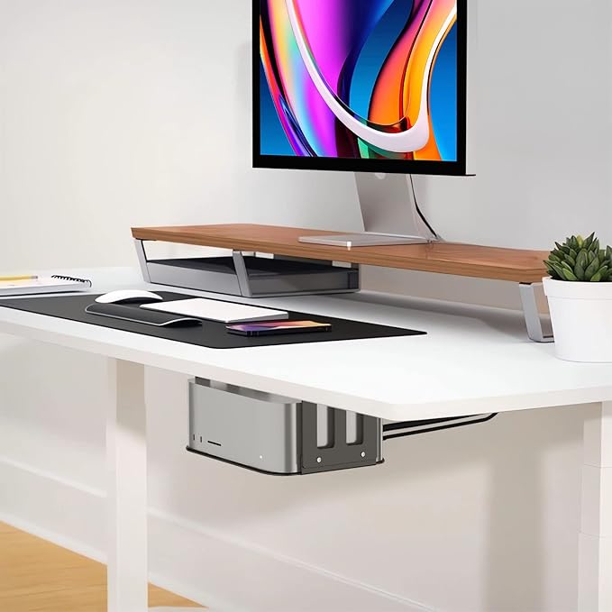 IFCASE Aluminum Under Desk Mount for Mac Studio M4 M3 M2 M1 Max, Ultra with Anti-Scratch Pad (Black)