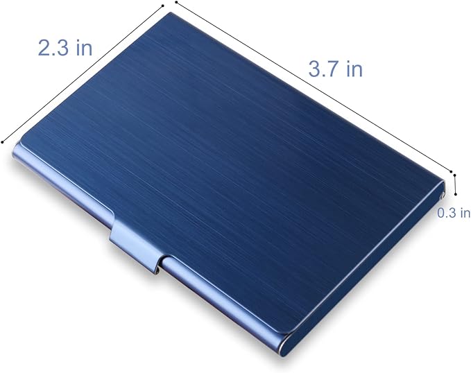 Business Card Holder, Slim Business Card Case for Men & Women, Pocket Metal Card Case, Professional Stainless Steel Business Card Holders, Purse Name Card Holder, Buckle Style Shut, Blue