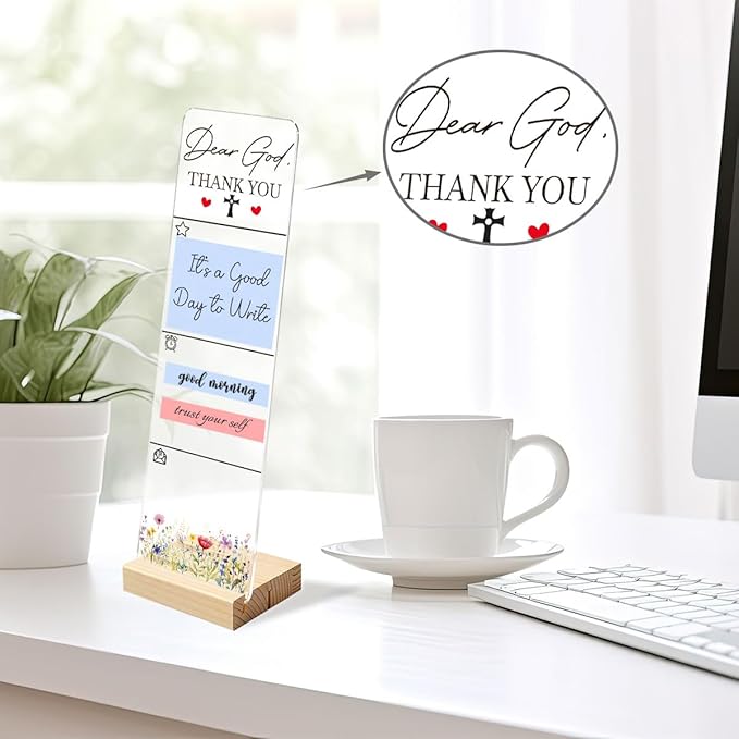 Sticky Notes Monitor Memo Board with Removable Wooden Base Dear God Thank You Portable Acrylic Message Board Sign Sticky Note Holder Bonus 200 Sheets 2 Sizes Sticky Notes Office Desk Accessories