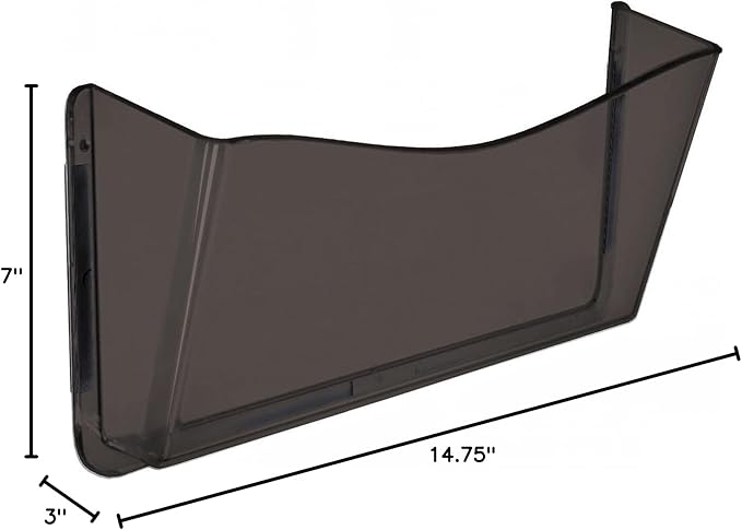 Azar Displays 250045-SMK Plastic Wall Mount File Holder with Magnets Smoke Colored, 4-Pack