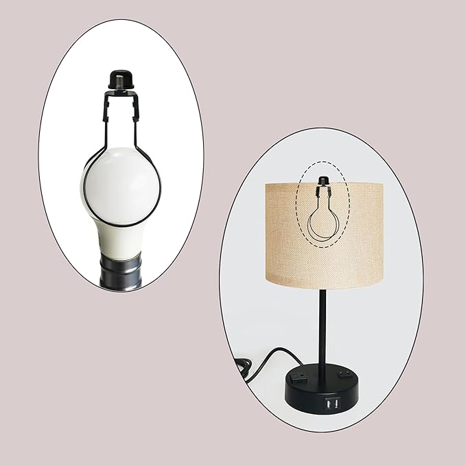 GY & CK® Lampshade Clip-on Adapter, Light Bulb Clip holder. Clip On Light Bulb Adapter with Finial Set DIY Lighting Accessories Black (2 PACK)