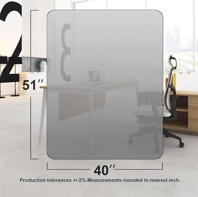 AiBOB Chair Mat for Low Pile Carpet Floors, Flat Without Curling, 40 X 51 in, Office Carpeted Floor Mats for Computer Chairs Desk