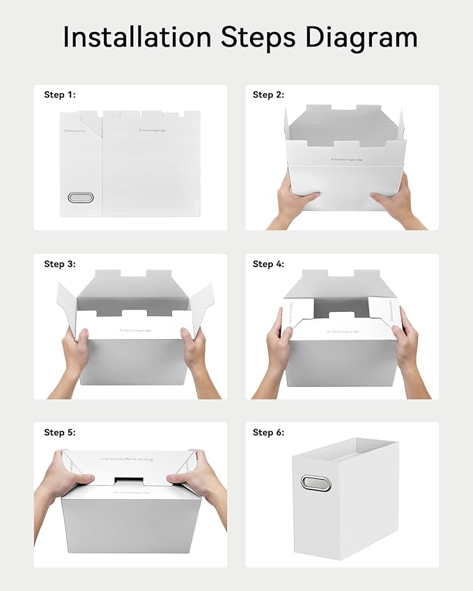 Oterri Cardboard File Organizer Box for Hanging File Folders Letter Size,File Box for Computer Desk,File Cabinet,Working Home,Office,Classroom(White,Letter Size - 2 Packs)