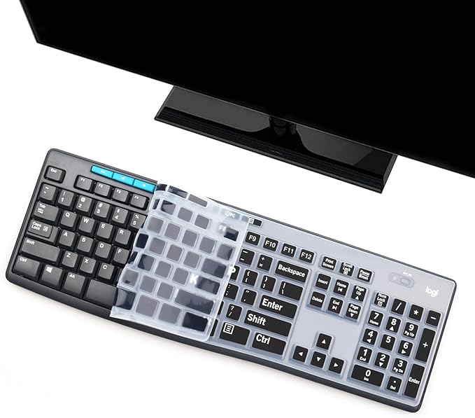 Keyboard Cover Skin Protector with Large Letters Fit Logitech MK295 MK275 MK270 Keyboard, Logitech K200 K260 K270 K275 K295 MK200 MK260 Ultra Thin Desktop PC Silicone Keyboard Cover