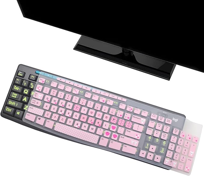 Keyboard Cover Skin Protector for Logitech MK295 MK275 MK270 Wireless Keyboard, Logitech K200 K260 K270 K275 K295 MK200 MK260 Ultra Thin Desktop PC Silicone Keyboard Cover-Lovly