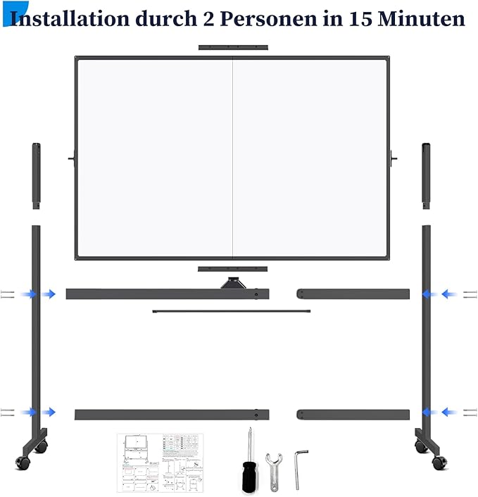 maxtek Rolling Whiteboard, 48x36 Large Magnetic White Board with Stands, Big Double-Sided White Board Dry Erase on Wheels for Homeschool, Home Office, Office, School (Black, 48 x 36)