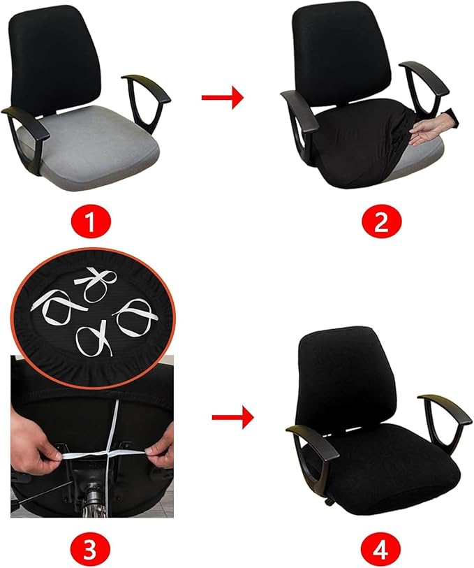 Office Chair Covers - 2 Piece Protective Stretchable Chair Seatcovers Stretch Chair Slipcover, Removable Washable Universal Armchair Cover Slipcover Chair Seat Cover Protector Cover