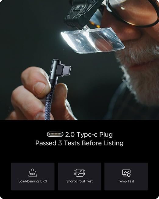 AINOPE 3.3FT USB C Cable 3.1A Fast Charge, Right Angle USBC Charge Cable, Resistant Nylon Braided USB Type C Cable Compatible Galaxy S10 S9 S21, LG V30,V20,G6,USB C Fast Charging Cable