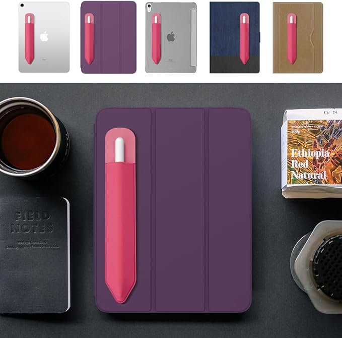 MoKo Pencil Holder Sticker Fit Apple Pencil Pro/ (USB-C)/ 1st/ 2nd Generation, Elastic Pencil Pocket Pouch Adhesive Sleeve Attached to iPad Case for Stylus Pens, 2 Pieces Watermelon Red