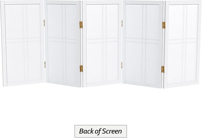 2 ft. Short Desktop Double Cross Shoji Screen - White - 5 Panels