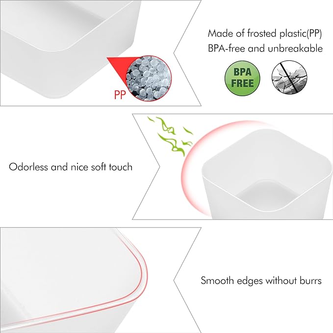 Poeland 5 Pcs Drawer Organizer Tray Storage Box for Bedroom Nightstand Drawer Dresser Bathroom Kitchen Drawer, Frosted