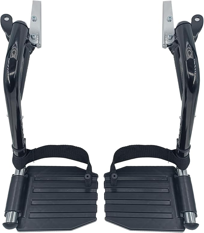 Wheelchair Footrest, Wheelchair Replacement Part with Heel Ring for Standard Wheelchairs(Black)