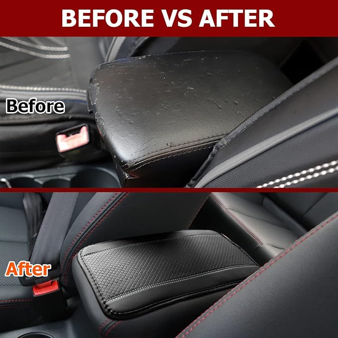 8sanlione Car Armrest Storage Box Mat, Fiber Leather Car Center Console Cover, Car Armrest Seat Box Cover Accessories Interior Protection for Most Vehicle, SUV, Truck, Car (Black/Gray)