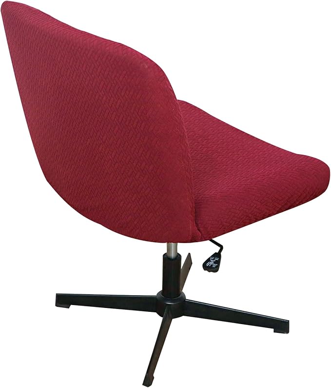 Waterproof Criss Cross Chair Cover Burgundy Stretch Jacquard 24Inch Wide Armless Desk Chair Slipcover 1 Piece Washable-T Shape Burgundy
