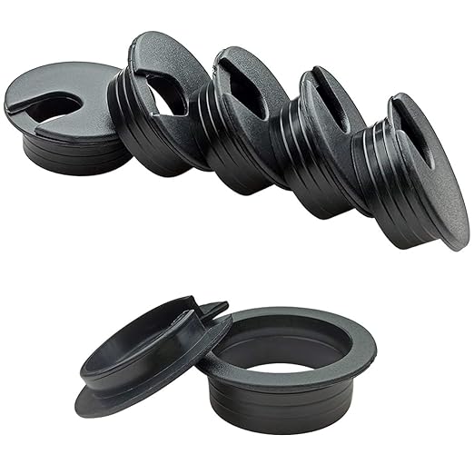 6pcs Desk Grommet 1-3/8 inch Plastic Wire Cord Cable Grommets Hole Cover for Office PC Desk Cable Cord Organizer (Black)