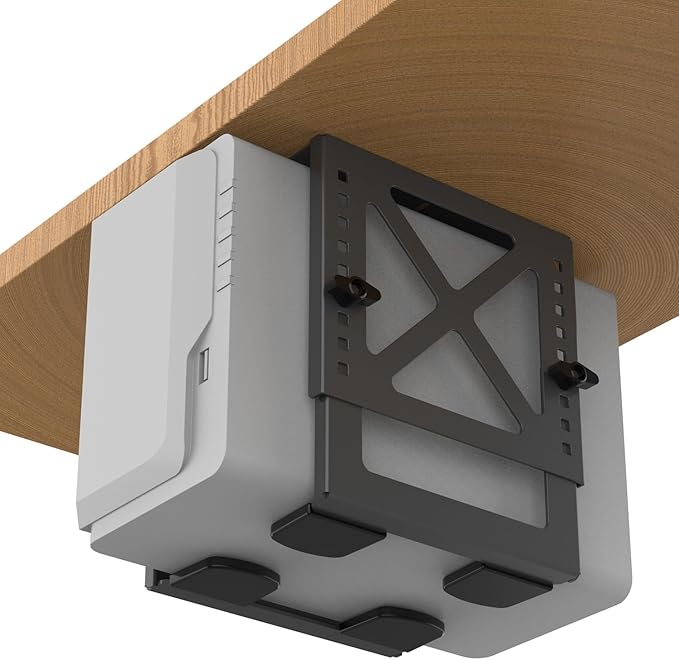 Monzlteck Adjustable Under Desk PC or NAS Mount Bracket Holder,Compatible with Desktop NAS(Network Attached Storage),CPU,UPS,Small Form Factor Desktop Tower.Xbox Series x,OptiPlex7000/7010