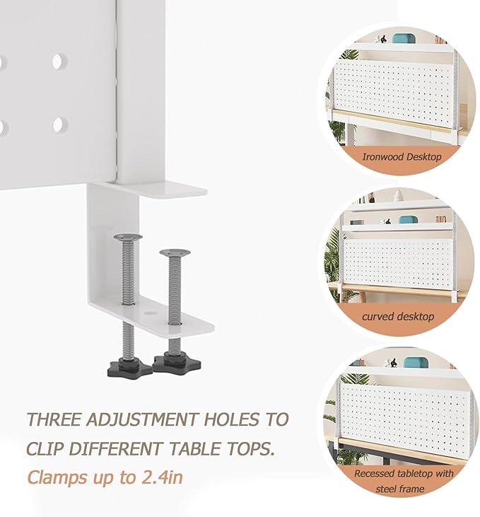 Clamp on Desk Organizer Shelf, Desk Extender with Pegboard, Gaming/Computer Desk Accessories with Shelf, Privacy Panel for Office, Clamp-on Desktop Shelving Syste (Black, 31.5in/80cm)