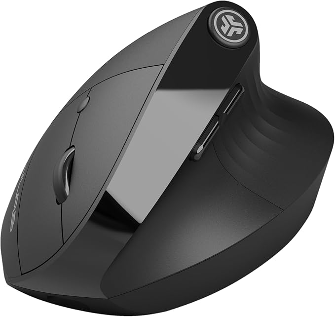 JLab JBuds Ergonomic Vertical Mouse, Reduce Strain, Connect Via Bluetooth or USB Wireless Dongle, Multi-Device Toggle Up to Three Devices, Custom User Profiles, Adjustable Tracking, Rechargeable