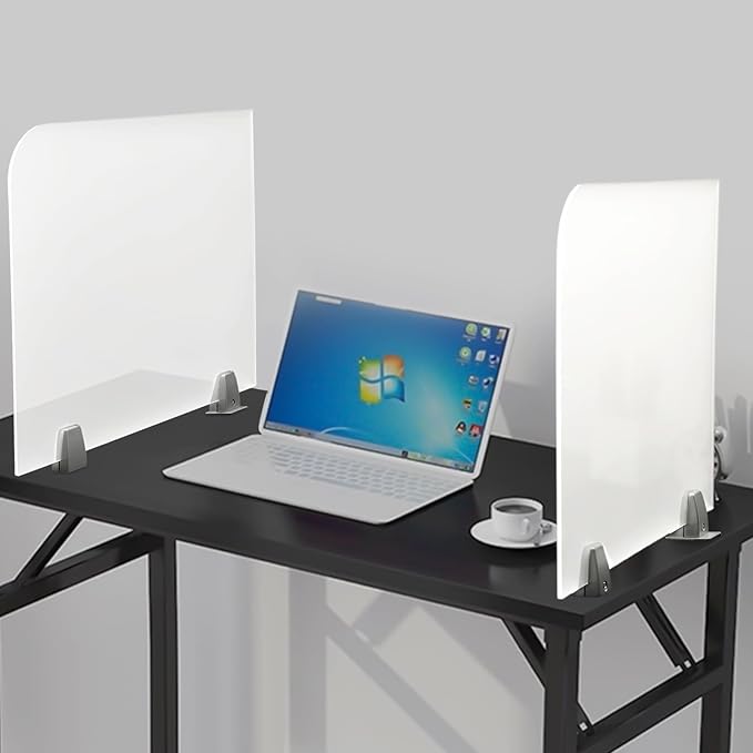 2-Piece Desk Dividers, 23" x 18" Desk Privacy Panels, Frosted Acrylic Office Partitions, Table Divider with Clamps, Privacy Dividers for Schools Office Call Centers Workstation