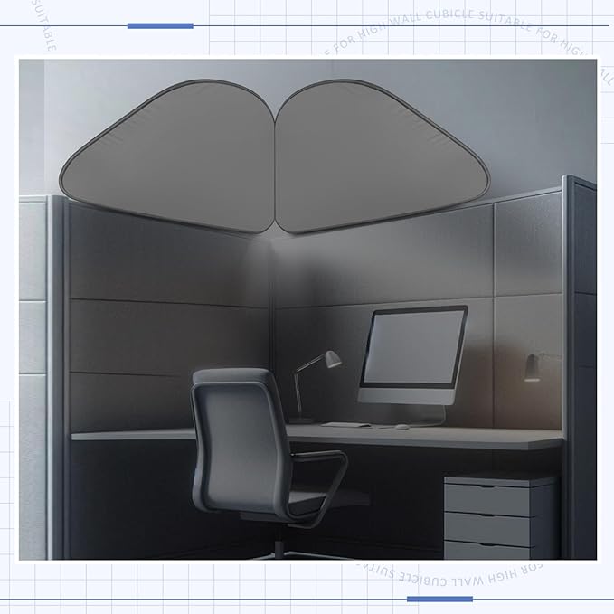 Juexica Foldable Office Cubicle and Desk Shade, Portable 27.5 Inch Cubicle Shade Canopy for Light Sensitive Workers, Block Light and Airflow, for Working Partitions Corner Privacy Accessories(Gray)