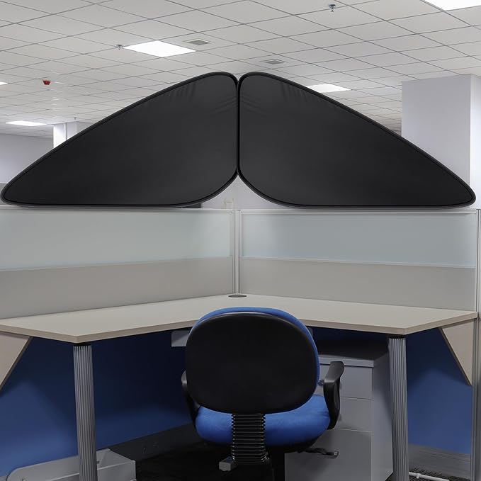 Juexica Foldable Office Cubicle and Desk Shade, Portable 27.5 Inch Cubicle Shade Canopy for Light Sensitive Workers, Block Light and Airflow, for Working Partitions Corner Privacy Accessories(Black)