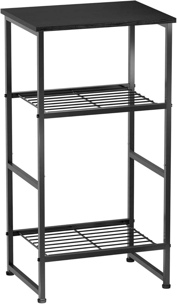 Printer Stand with Storage, 3 Tier Black Printer Rack with Adjustable Shelves for Home Office Fax Machine Scanner Shredder