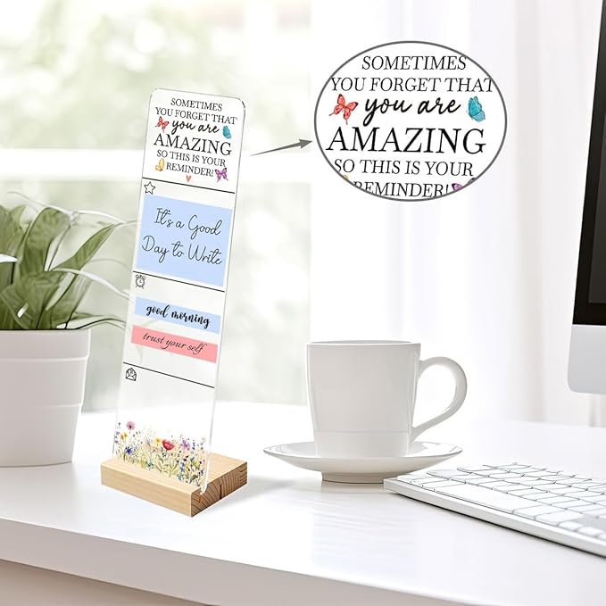 Sticky Notes Monitor Memo Board with Removable Wooden Base Sometimes You Forget that You are Amazing Inspirational Quote Message Board Portable Sticky Note Holder Positive Office Desk Decor and Gift