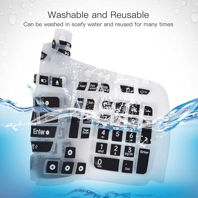 Keyboard Cover for Logitech K350 MK550 MK570 Keyboard Cover Skin for Logitech K350 MK550 MK570 Wireless Wave Keyboards Covers Skin Protector Accessories, Black-Large Print