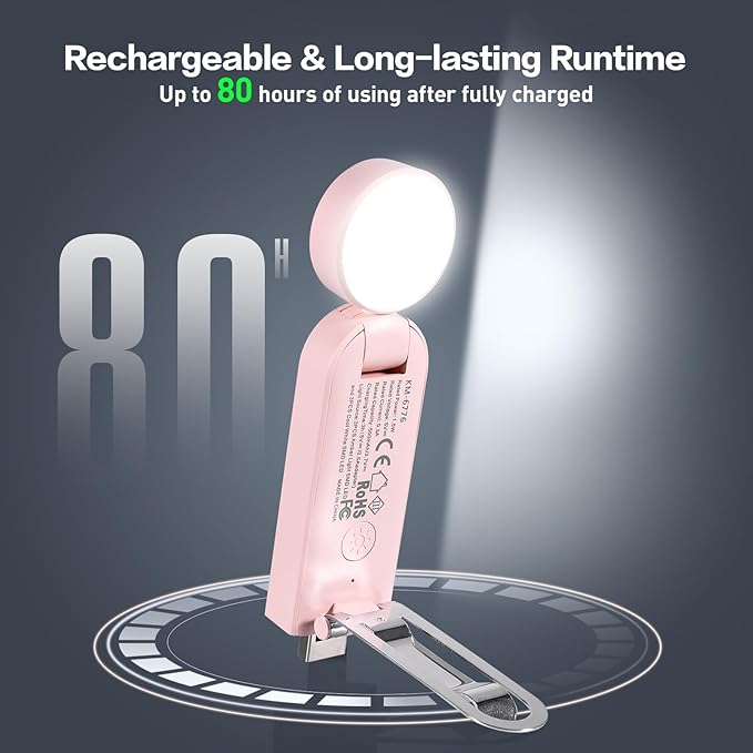 VAVOFO USB Rechargeable Book Light, Blue Lighting Blocking, Amber Light Clip On Bookmark Shaped 6 LEDs Reading Light, Eye Care for Bookworms Reading in Bed with 9 Lighting Modes (Light Pink)