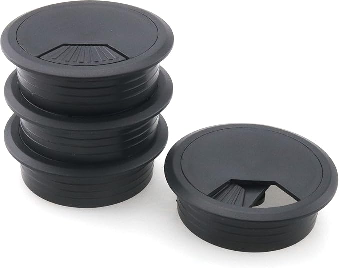 4pcs Office PC Desk Cable Cord Wire Organizer Black Desk Grommet Adjustable Cord Cover 2 Inch Cable Grommets Hole Cover