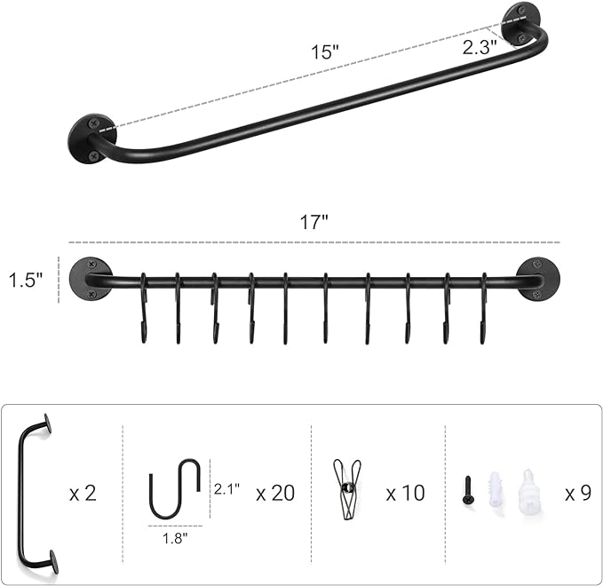 Mkono Hat Rack for Wall Baseball Cap Organizer Hanger with 20 Hooks Modern Metal Hat Holder Wall-Mounted Caps Display for Closet Door Bedroom Entryroom Laundry, Set of 2 Black
