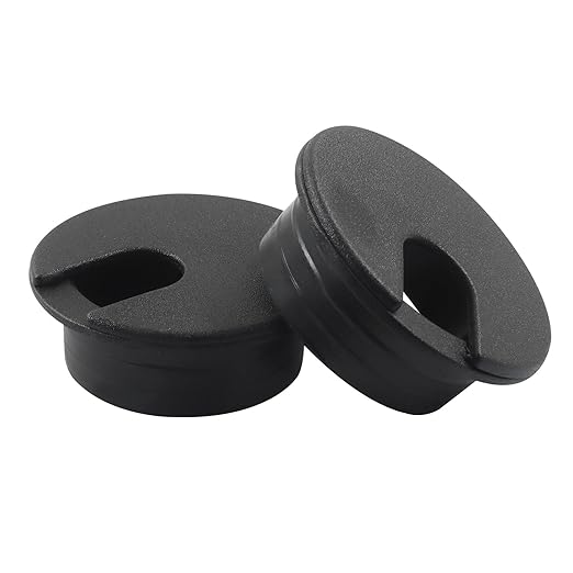 Piutouyar 4 Pcs 1-3/8 Inch Black Desk Grommet, Plastic Cable Hole Cover Desk Wire Cord Organizer for Office Equipment, Computer Table
