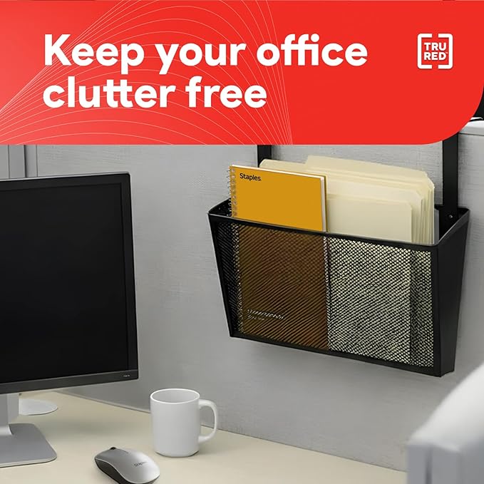 TRU RED Mesh Letter Wall File, 1‑Pocket, Black – Wall‑Mounted File Organizer for Mail, Documents & Quick‑Access Storage