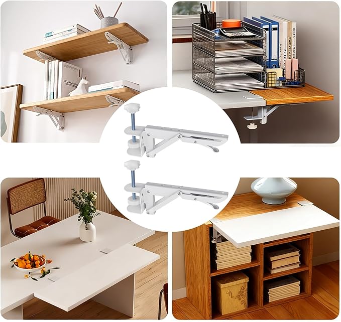 1 Set Desk Extension Folding Shelf Brackets,Metal Tablet Mount Arm Computer Desk Extender Clamp,Keyboard Rack Desktop Extension Tray,White Large Clip