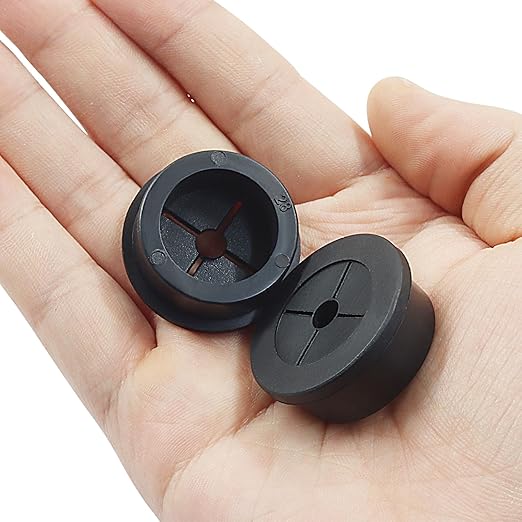 Hordion 2PCS Rubber Grommet 1-1/8 Inch (28mm), Desk Grommet Black Wire Hole Cover for Office Computer Desk Wire Cable Cord Organizer