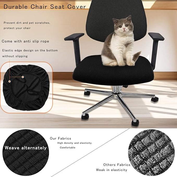 DHXYZZB Chair Seat Cover 2PCS Office Chair Cushion Protectors Waterproof Stretchable Chair Slipcover Universal for Office Desk Swivel Computer Chairs Covers
