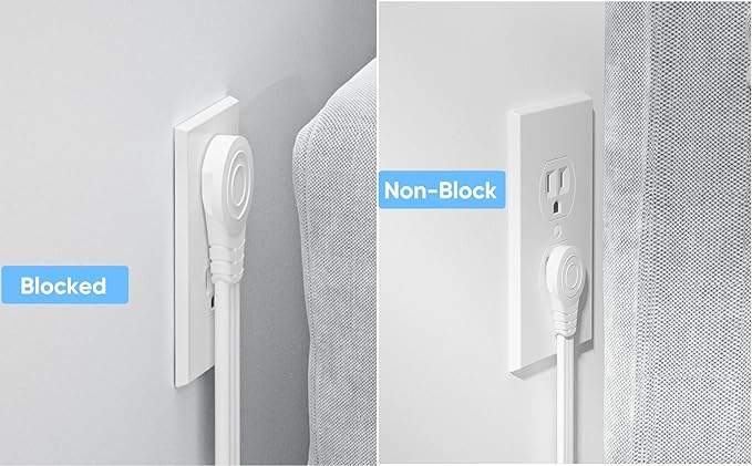 Short Extension Cord 1ft - Olcorife Flat Plug Power Strip with 6 Outlets 3 USB Ports(1 USB C), Small Outlet Extender for Travel Dorm Room Essentials, White