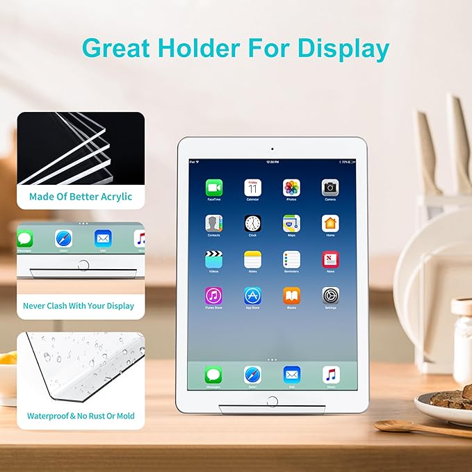 Boloyo Acrylic Book Stand Without Ledge,6 Inch 6PC Clear Acrylic Display Easel Transparent Display Stand Holder Tablet Holder for Displaying Pictures,Books,Artworks, CDs