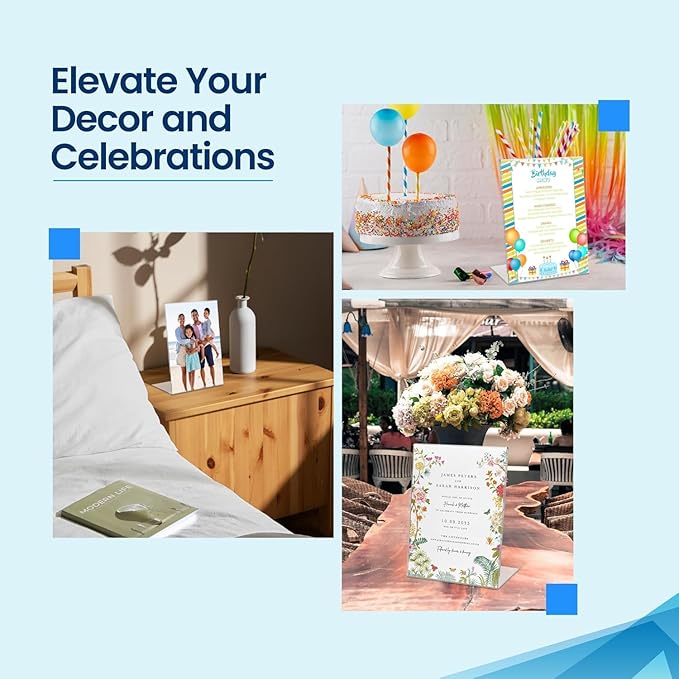 50 Pack Acrylic Sign Holder 8.5x11, Standing L-Shape Vertical Menu Holder Stand, Flyer Display Stand, Table Paper Holder, Plastic Sign Display Stand for Restaurants, Store, Office