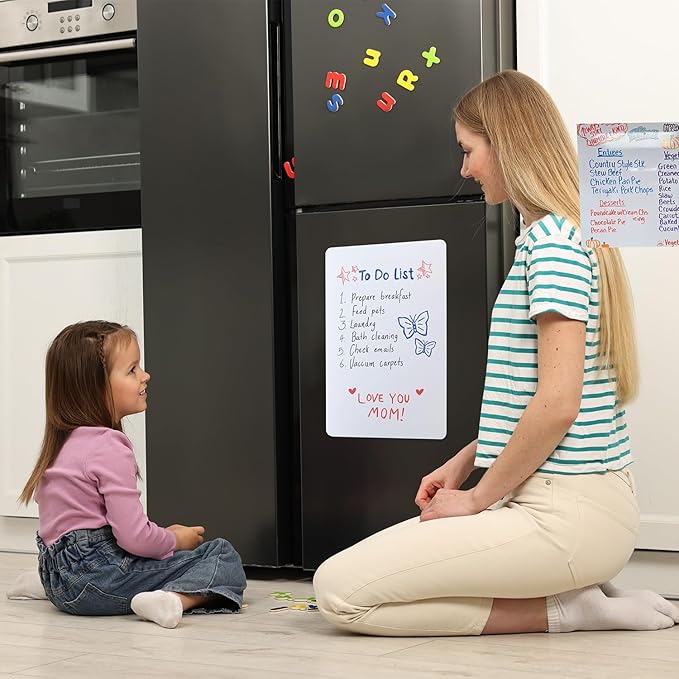 Magnetic Dry Erase Whiteboard for Refrigerators, 12" x 18" White Board on Wall for Organizer and Planner, Kitchen Fridge Shopping List with Marker, Magnetic Eraser and Magnets